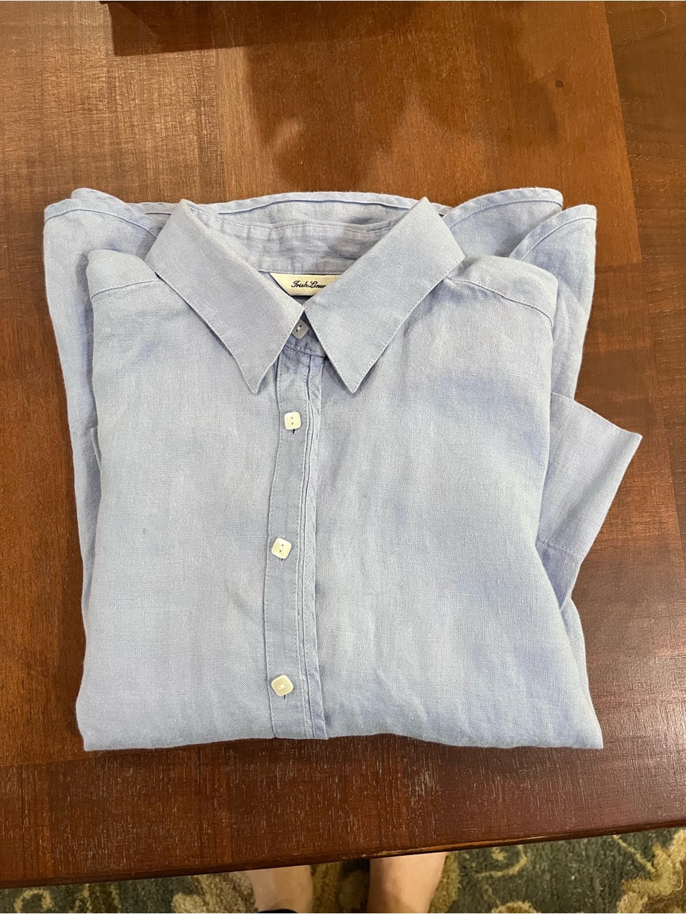Vintage TALBOTS Light Blue Women's Button-Down Shirt Linen 3/4 Sleeve